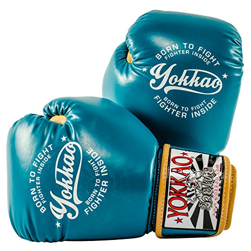 YOKKAO ボクシンググローブ Vintage Blue 10Oz YOKKAO Vintage Boxing Blue Muay Thai Gloves, Kick Boxing