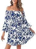 Picture of JECEIKA Women Off Shoulder Dress Floral Ruffle Spring Dresses for Women 2025 Summer Wedding Guest Dresses White and Blue Floral JC219-17-S