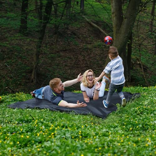 Siegvoll Picknickdecke klein mit praktischem Karabiner, ultraleichte ultradünne tragbare Stranddecke, Outdoor Decke für Picknick, Strand, Camping, Wandern, Fahrrad und Reisen (Schwarz, 2-3 Personen)