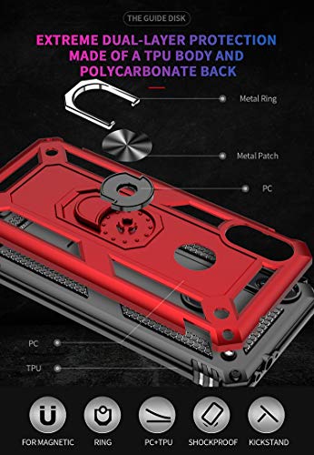 Coque Xiaomi Redmi Note 7 antichoc avec support bague magnétique rouge