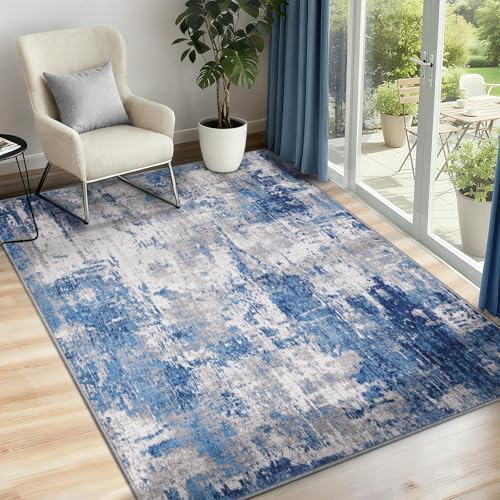 INOVADAY Tapis de Salon Lavable en Machine 90x150 Abstrait à Faible Poil Antidérapant Adapté à l'aspirateur avec Motif Imprimé Tapis Chambre, pour la Le...