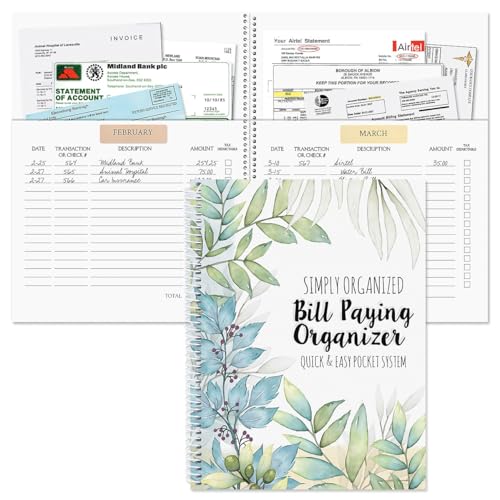 Current The Best Days Bill Paying Organizer Book - 9" x 12” Personal Account Book, Spiral Bound, 14 Storage Pockets, 32 Label Stickers, Monthly Finance & Payment Management Tracker for Home & Office