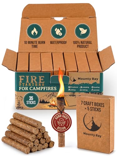 35 pcs Fire Starters for Campfires - Natural Fire Starters Sticks - Water Resistant & Odorless -