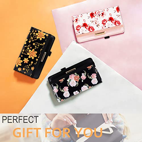 Rsaquar Checkbook Cover For Women & Men, Luxury Premium Leather Wallet For Duplicate Checks With Rfid Blocking (Flowers) #TOP6