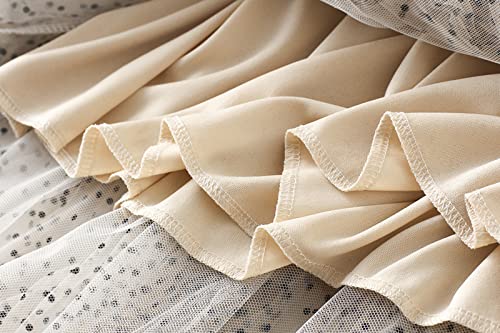 Easyoyo Saia feminina midi tutu tule elástico estéreo floral em camadas malha evasê saia de malha lo