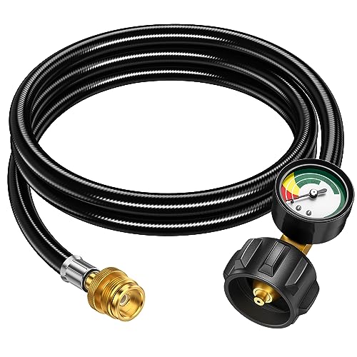 Alloxity 6ft Propane Hose Adapter 1lb to 20lb with Gauge, Propane Tank Adapters 1 lb to 20 lb Converter,5-40lb Propane Tank Hose Adapter forWeber Q Grill/Coleman Stove/Blackstone Griddle/Buddy Heater