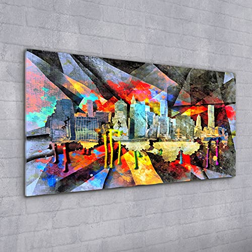 Tableau acrylique city abstraction 100x50cm pour sublimer votre salon - 2