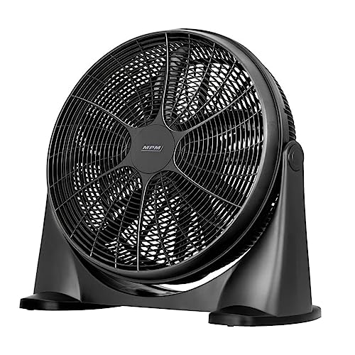 MPM MWP-18 Ventilador Suelo Industrial circulatorio silencioso oscilante 360°, 3 velocidades, 53cm, Negro, 90W