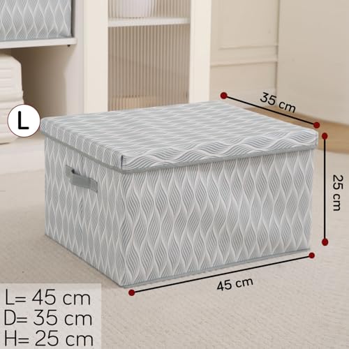 Image of HOKIPO Storage Box and Organiser for Clothes | Cloth Organiser for Storage | Wardrobe Organizer for Storage with Lid | Non-Woven, Foldable - Pack of 1 Large (AR-5814)