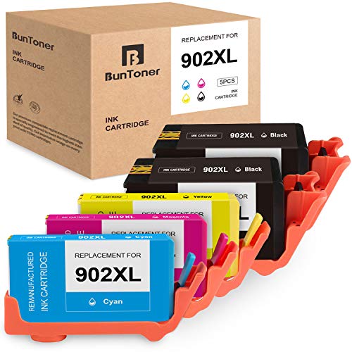 BUNTONER Remanufactured Ink Cartridges Replacement for HP 902 XL 902XL use with HP OfficeJet 6958 6968 6978 6962 6950 6960 6970 6954 6975 (2 Black, 1 Cyan, 1 Magenta, 1 Yellow, 5-Pack)