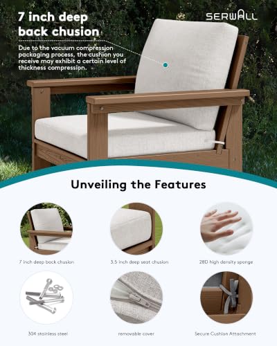 Image of SERWALL HDPE Outdoor Patio Furniture Set Outdoor Couch