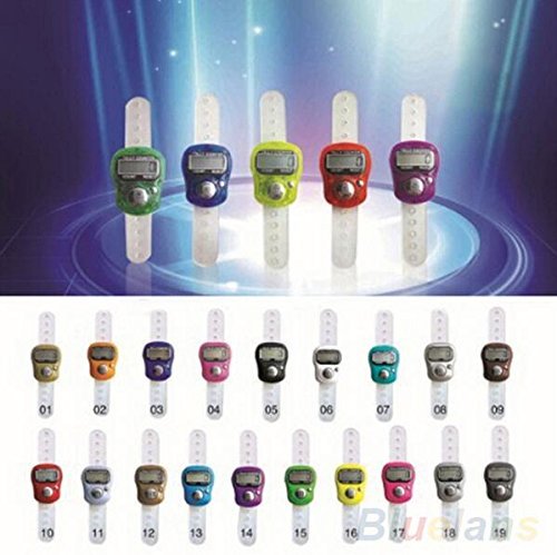 Krismile Pack of 10ps Electronic Row Counter Finger Ring Golf Digit Stitch Marker LCD Tally Counter 4DH9, Random Color
