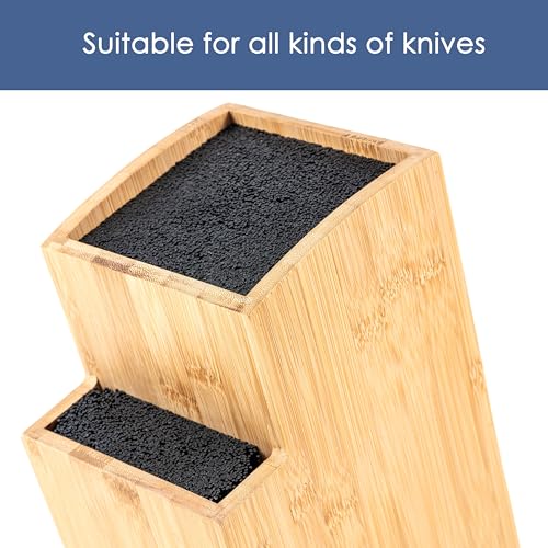 Ceppo portacoltelli senza coltello in legno (marrone bambù, quadrato obliquo) - immagine 5