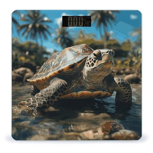 Báscula digital de baño con diseño de tortuga y palmeras miniatura 1