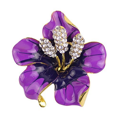 Merdia Brooch Pin for Women Flowers Brooch with Created Crystal Purple 29.8g