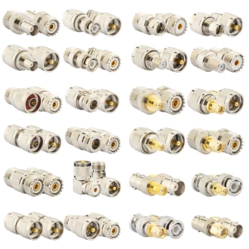 Kit adaptadores PL259 SO239 SMA a BNC 24 piezas miniatura 1