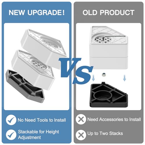 SEISSO-8-Packs-Anti-Vibration-Pads-Pedestal-for-Washer-and-Dryer-with-1100-lbs-Weight-Capacity-Double-Heighten-Washing-Machine-Foot-Pads-for-Anti-Slip-Noise-reducing-Protects-Laundry-Room-Floor