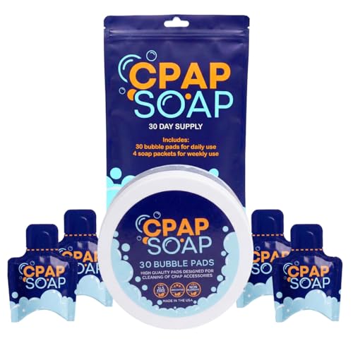 CPAP Soap Cleaner - CPAP Soap Cleaning Kit with Disposable Pads and Gentle Detergent, Unscented Non-Alcohol Cleaning Wipes - 30 Day Supply