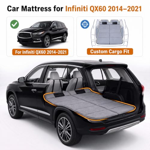 Image of Car Mattress for 2014-2021 Infiniti QX60, Upgraded Non-Inflatable Thickened Foam SUV Car Camping Mattress, Foldable Trunk Sleeping Pad Car Bed Mattress for Road Trips Camping Travel