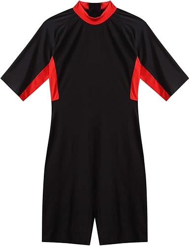 Miniatura 5 de JanJean Traje de baño de manga corta con protección solar para hombre, traje de neopreno corto para surf, buceo