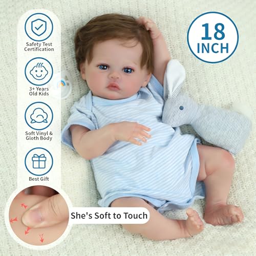 Muñeco Reborn de 18 pulgadas para niños y coleccionistas miniatura 4