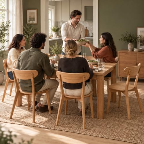 Solid Oak Dining Chairs Set of 6, Solid Wood Kitchen Chairs, Natural Oak - Image 5
