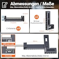 Preciva 90 Grad Positionierwinkel, Rechtwinklige Alu-Klemmen - mit Laserjustierung & 20% Mehr Klemmkraft professionelle Holzbearbeitungswerkzeuge für Holzverbindungen 2025 PROFI Upgrade – Ansicht 7
