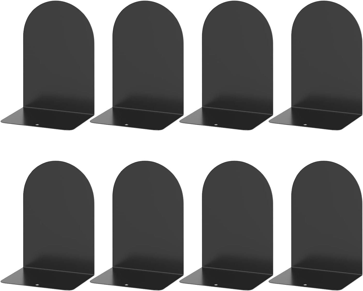 Deefongo Book Ends,Metal Bookends, 8 Pieces Black Book Ends for Shelves,Non Skid No Rusting Book End