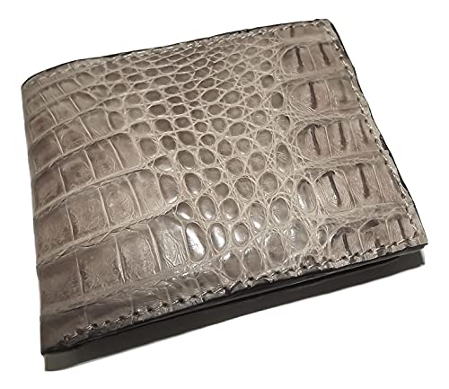 Baglioni Italia Men's Genuine Crocodile Bifold 6 Pocket Wallet Smoke Grey