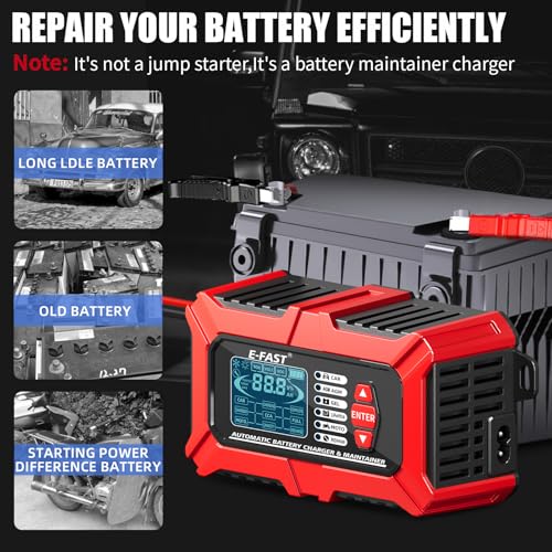 3 in 1 Car Battery Charger and Battery Tester w/Pulse Repair，12V 6A LiFePO4 Lead Acid Automobile Battery Charger and Maintainer 40-999 CCA Digital Auto Battery Analyzer Automotive Trickle Charger - Thumbnail 5