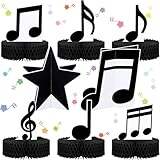 Sureio 8 Pack Music Notes Honeycomb Centerpieces Musical Party Decorations Music Notes Silhouette Table Toppers for 1950's 60s 70s 80s Birthday Party Decorations