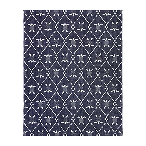 Gertmenian Indoor/Outdoor Kona Coast by Reyn Spooner Rug - 6x9 Medium, Stain & UV Resistant, Ideal for Deck, Patio, Poolside Rooms - Turtle Geometric, Navy Blue, 46659