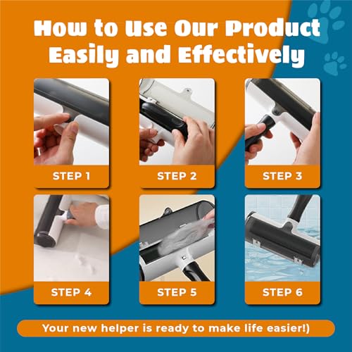 Image of Pet Hair Remover and Reusable Lint Roller - Cat and Dog Hair Remover for Couch, Furniture, Carpet, Clothing and Bedding - Portable, Multi-Surface Fur Removal Tool (Gray)