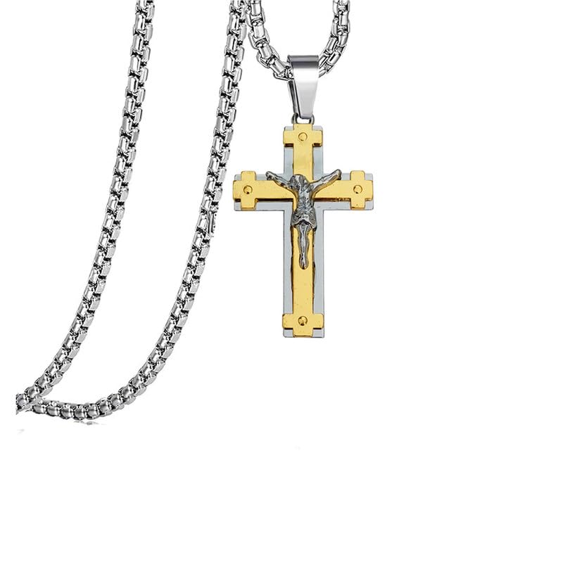 Religious Lord Jesus Crucifix Christ Cross Stainless Steel Inspirational Christian Jewelry Meaningful Religious Gift for Boys-image-33