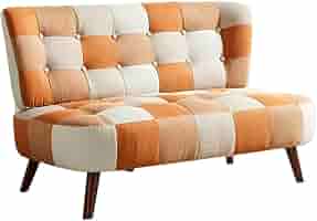 橙色のソファー VCシリーズ 2人掛けソファ オレンジ 布地 ナチュラルレッグ