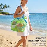 2 siatkowe torby plażowe, torba na zabawki wielokrotnego użytku i składana dla dzieci, na plażę, piknik, basen i ubrania, idealna na rodzinne wakacje, duże i małe, zielone
