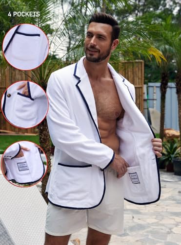 Luxurious Men's Bathrobe, Organic Cotton Terry Towelling Blazer, Leisure Cotton Bath Robe for Pool and beach4