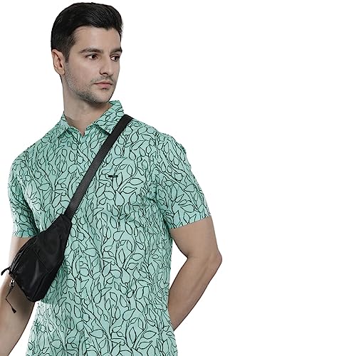 Image of The Indian Garage Co Men's Cotton Regular Fit Tropical Half Sleeves Spread Collar Casual Shirt
