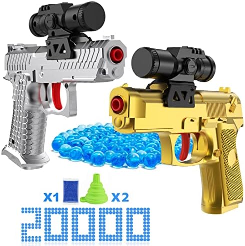 [2 Pack] Splatter Ball Gun Toys -Gel Ball Blaster Pistol, with 20000+ 6mm Water Beads, Toy Gun for Outdoor Shooting Games Birthday Gift for Adult Youth 12+