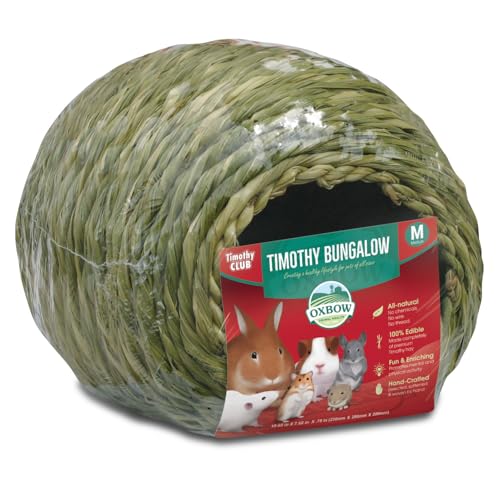 Oxbow Timothy Hay Bungalow, Rabbit & Guinea Pig Hideout, Edible & Hand-Woven Bunny House, No Wires or String, Small Pet Accessories, for Rabbits, Guinea Pigs, Chinchillas & Rats, Medium by Oxbow - Used condition - US$15.84