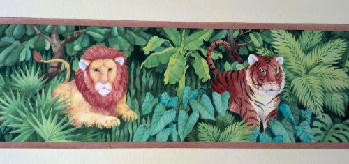 Jungle Cats Animals Wallpaper Border - Lions, Tigers, Cheetahs - Tan Edge… #TOP4