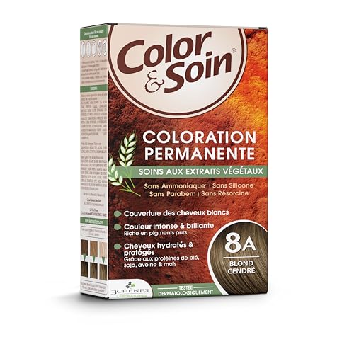 Les 3 Chênes Color & Soin 8A – Blond Cendré – Coloration Permanente Cheveux Femme Sans Ammoniaque – Soin Naturel Brillance Durable – Couvre 100%...