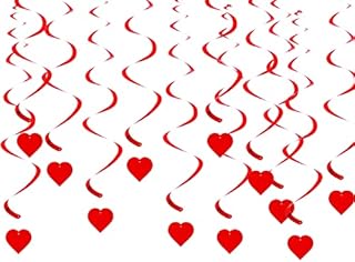 Heart Hanging Swirls Decorations,12 PCS Heart Hanging Decoration for Valentine's Day, Heart Ceiling Decorations,Red Love Heart Ceiling Hanging Swirl Streamers Ornaments Birthday Wedding Party Supplies