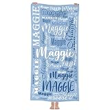 NIBESSER Personalized Beach Towels with Names for Kids Adults Microfiber Quick Dry Custom Travel Bea