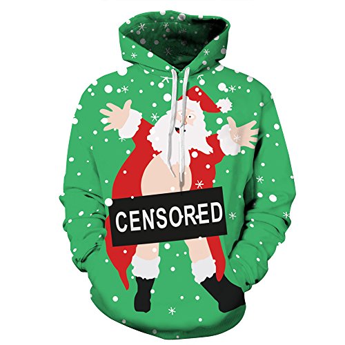 JXJ Unisex Sudaderas De Navidad-Creative Santa Digital De Impresión con Capucha Suéter Pareja De Lazo con Capucha Sudadera S-XXXL,XXL/XXXL