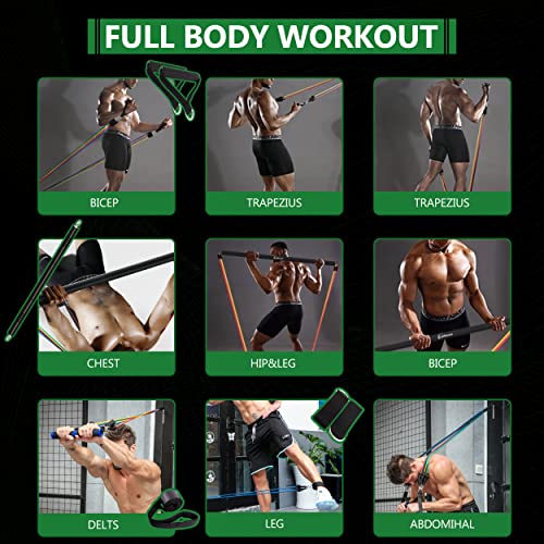 Krixam Pilates Bar Kit With Resistance Bands(200Lbs), Durable Pilates Bar Kit For Men Women, Portable Pilates Equipment For Home Workouts (Black&Green) #TOP5