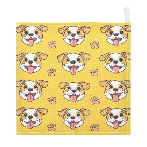 vvfelixl Funny Dog and Paws Baby Burp Cloths Baby Muslin Washcloths for Boys Girls Cotton Babys Face Towel for Newborn Infants Soft and Absorbent 11.8 X 11.8 in, 5 Pack
