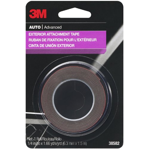 Image of 3M Auto Exterior Attachment Tape, 1 /4 in x 5 ft, Heavy Duty Double-Sided Automotive Tape for Car Trim, Moldings, Emblems, and Badges (Pack of 24, 38582)