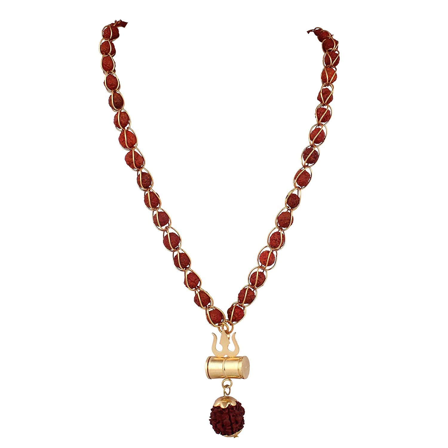 A&S Ventures OM Rudraksha Golden Trishul Damru Locket Pendant with 5 mukhi Gold-plated jaali rudraksh Chain For Men & Women (B09SH7X212) Amazon Price History, Amazon Price Tracker