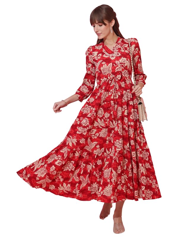 BlackHatch Women’s Crepe Fit and Flare Maxi Dress